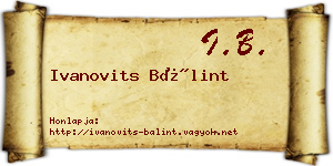 Ivanovits Bálint névjegykártya